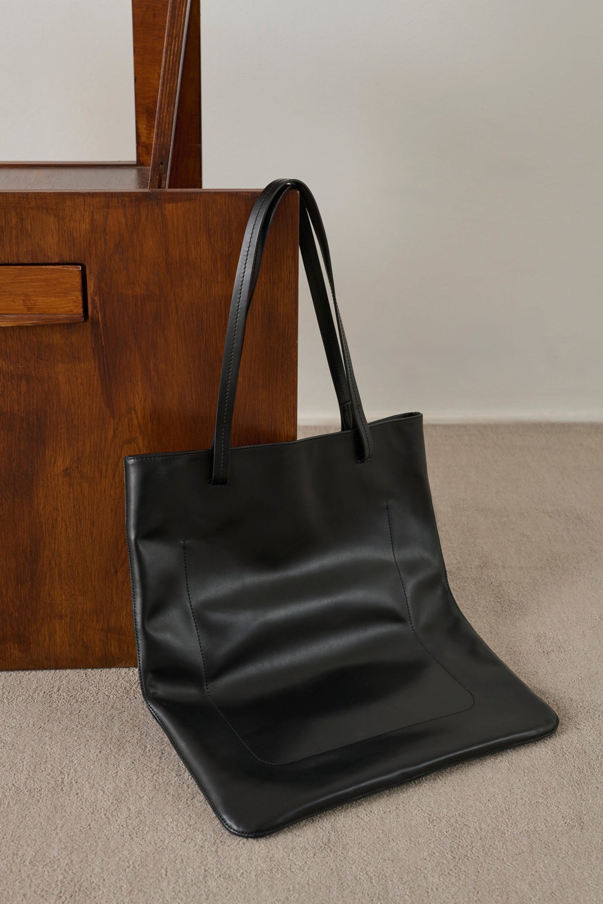 Cabas en toile et doublure en cuir