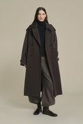 Trench oversize en gabardine de laine