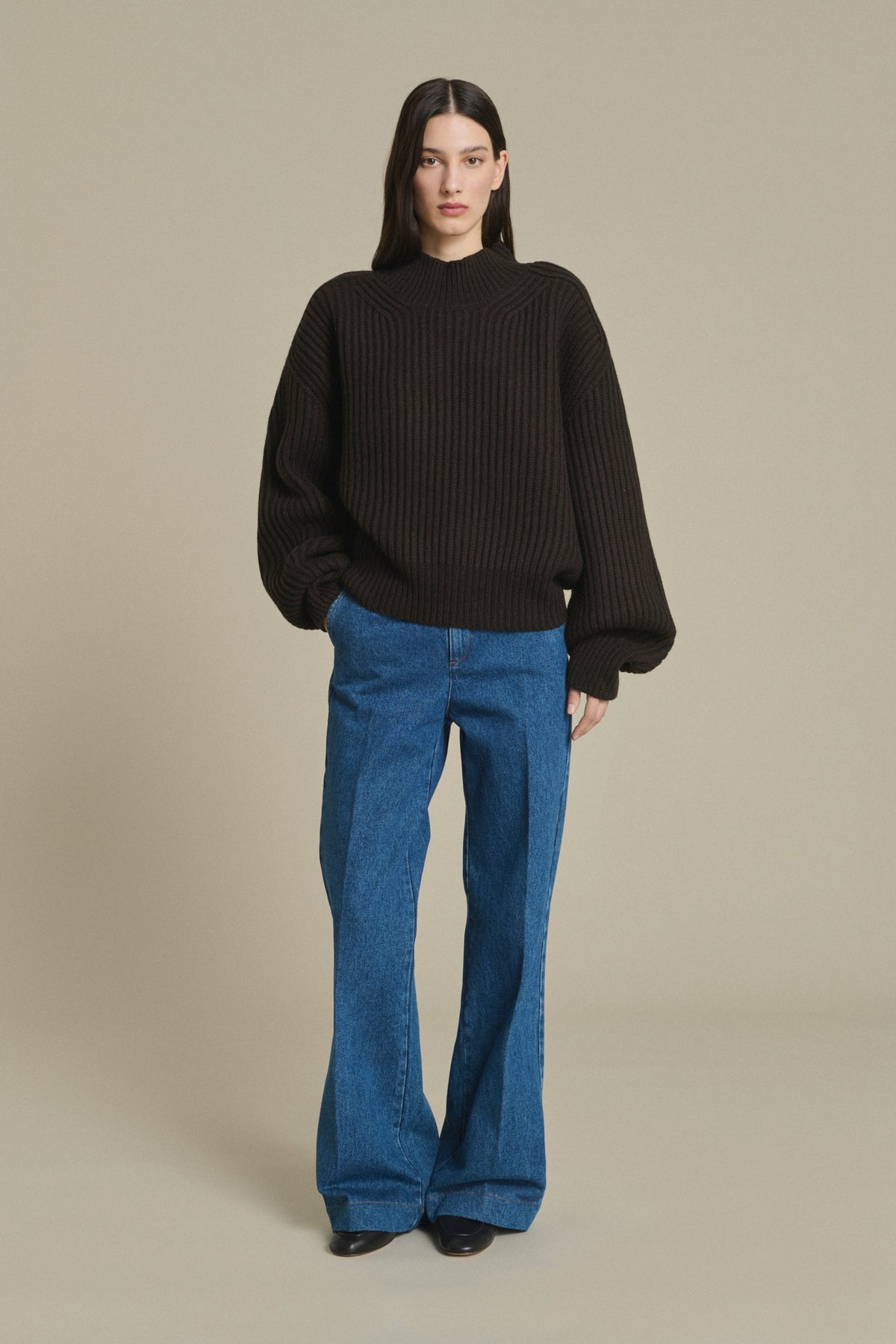 Pull oversize en côtes anglaises
