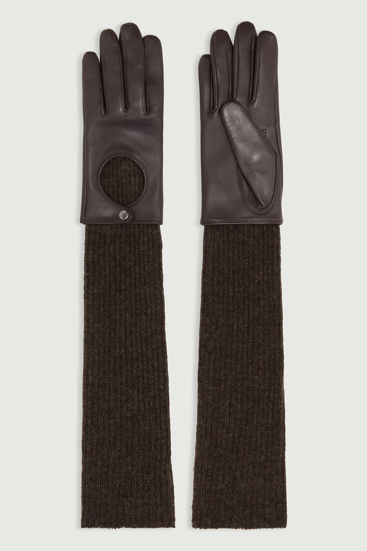Gants bi-matière en cuir et laine