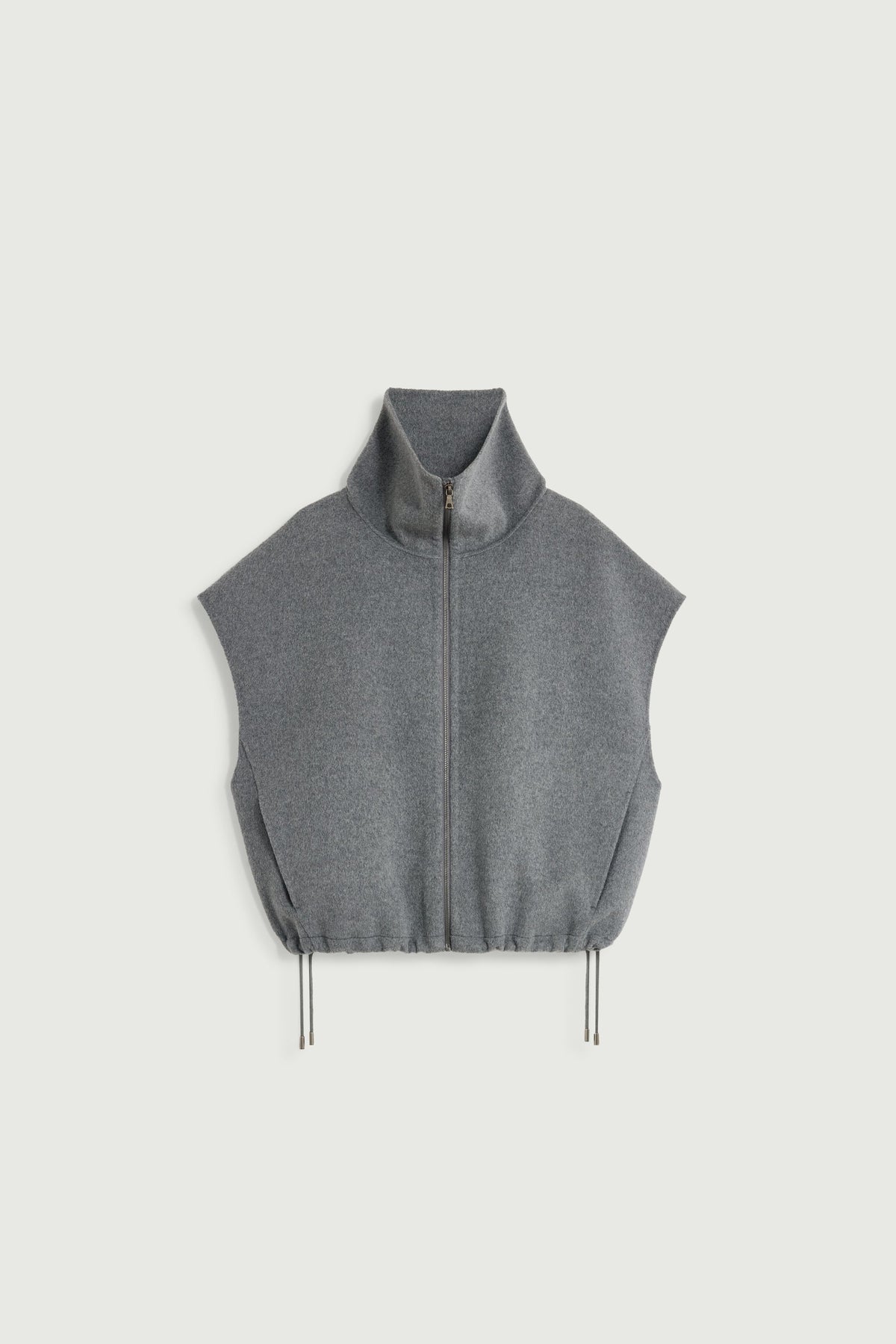 Blouson zippé sans manches en laine double face