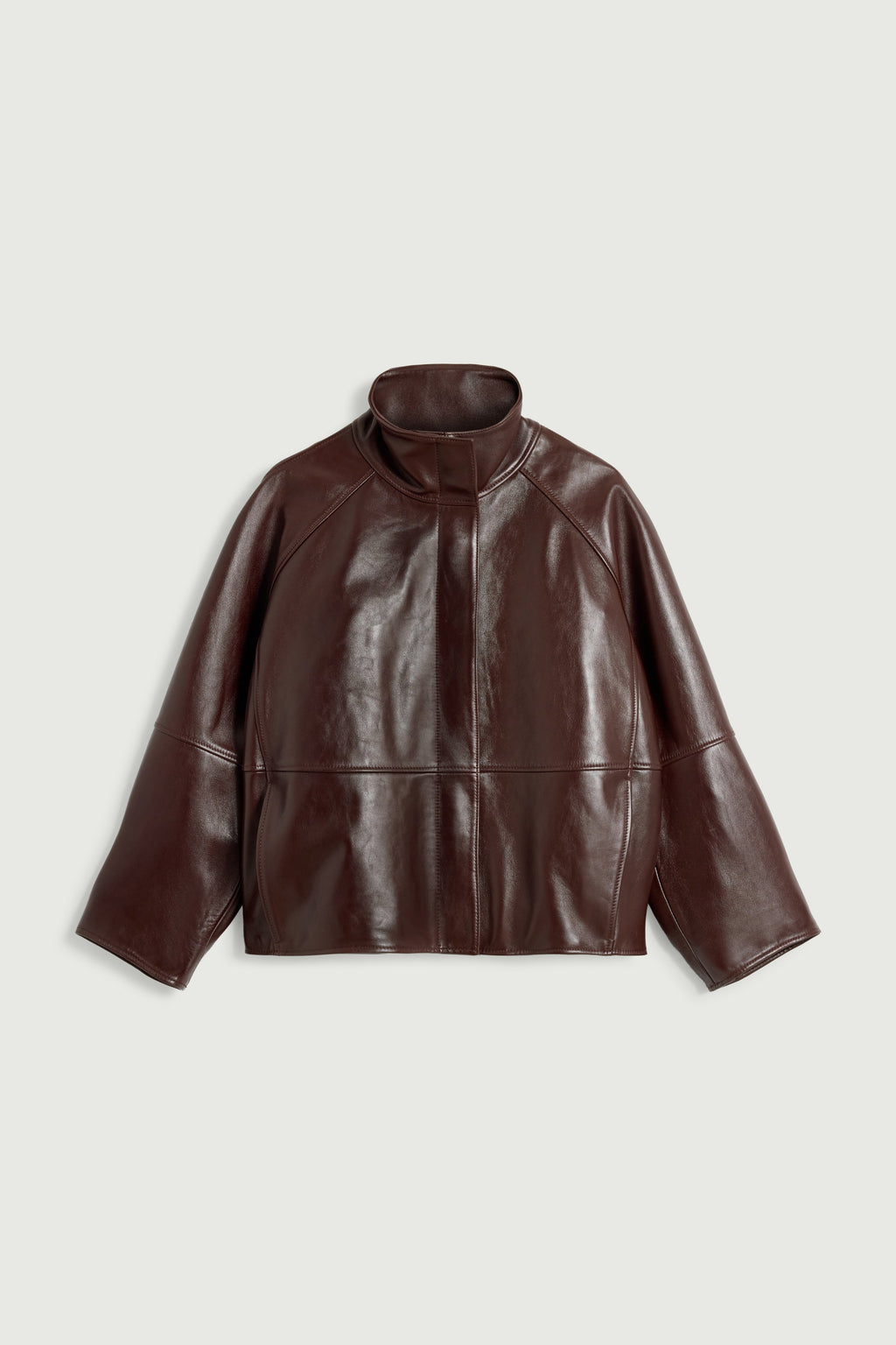 Blouson raglan en cuir glacé