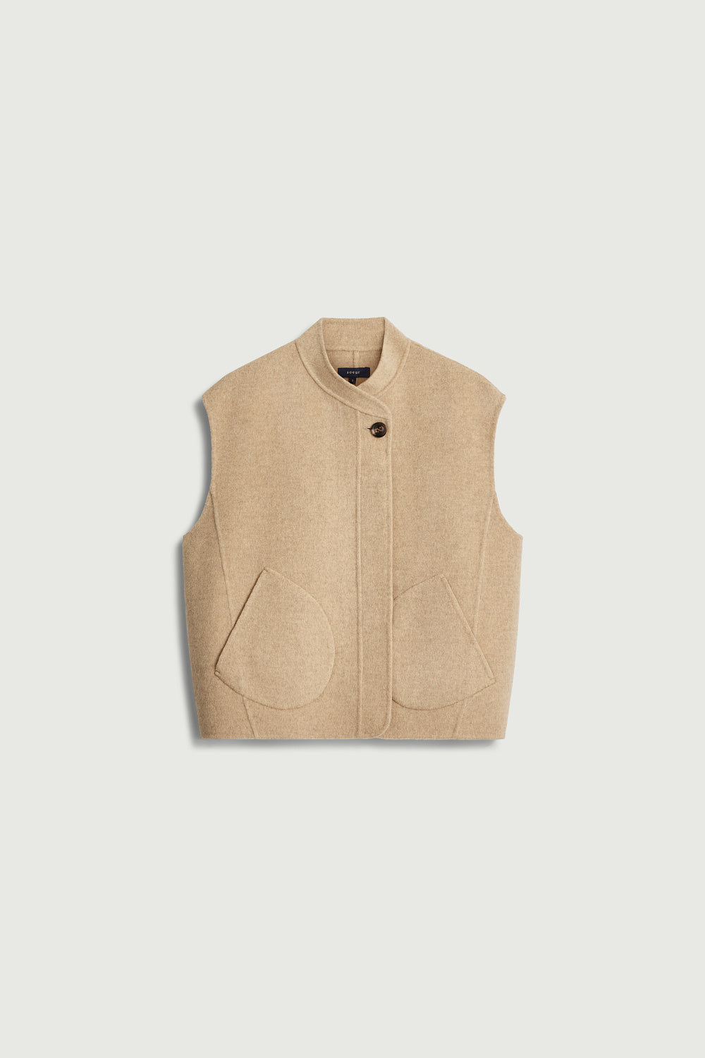 Veste boxy sans manches en laine double face