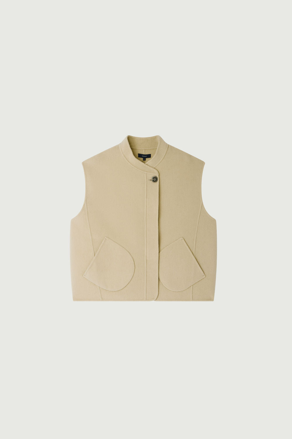 Veste boxy sans manches en laine double face