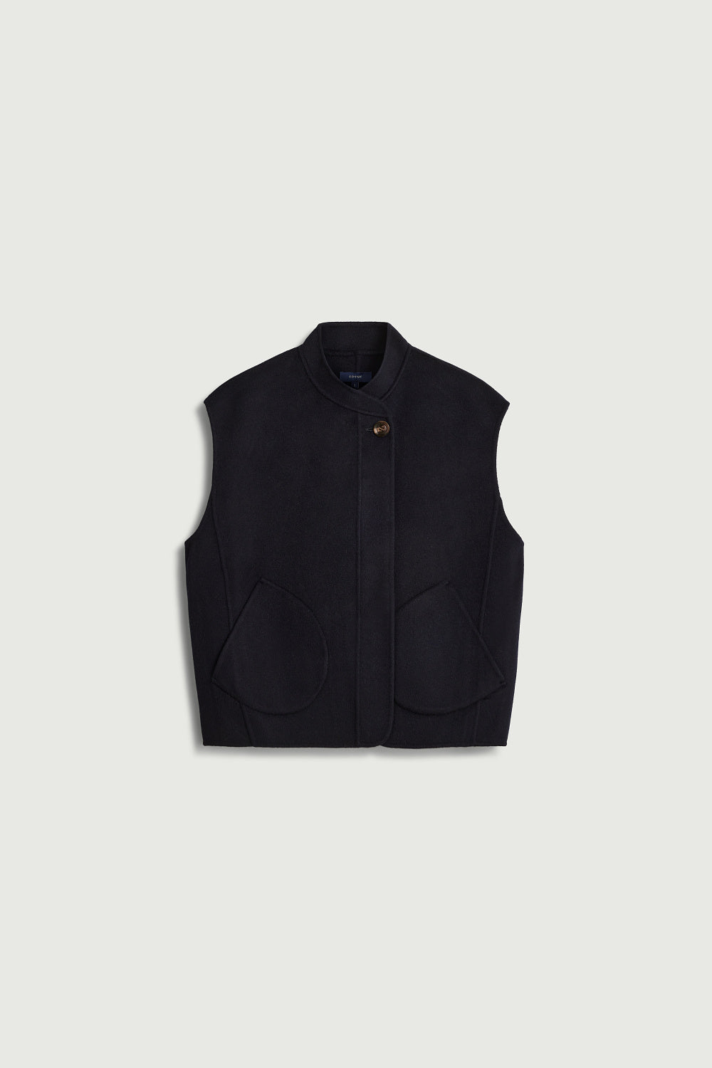 Veste boxy sans manches en laine double face