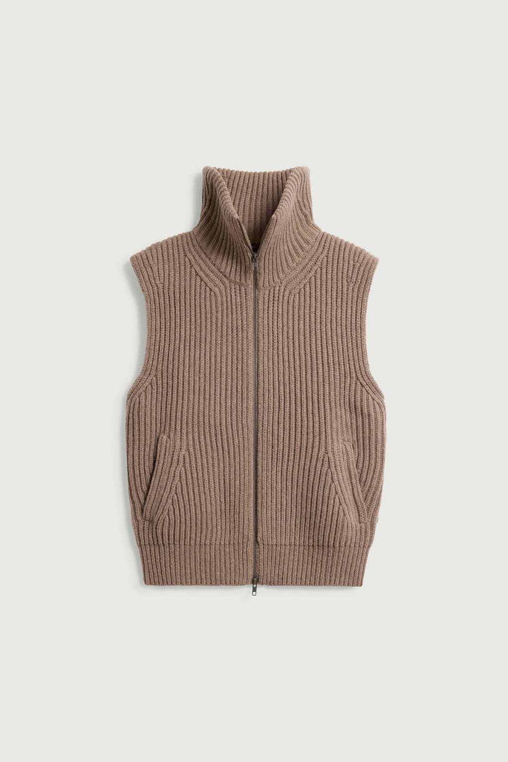 Cardigan oversize sans manches en côtes anglaises