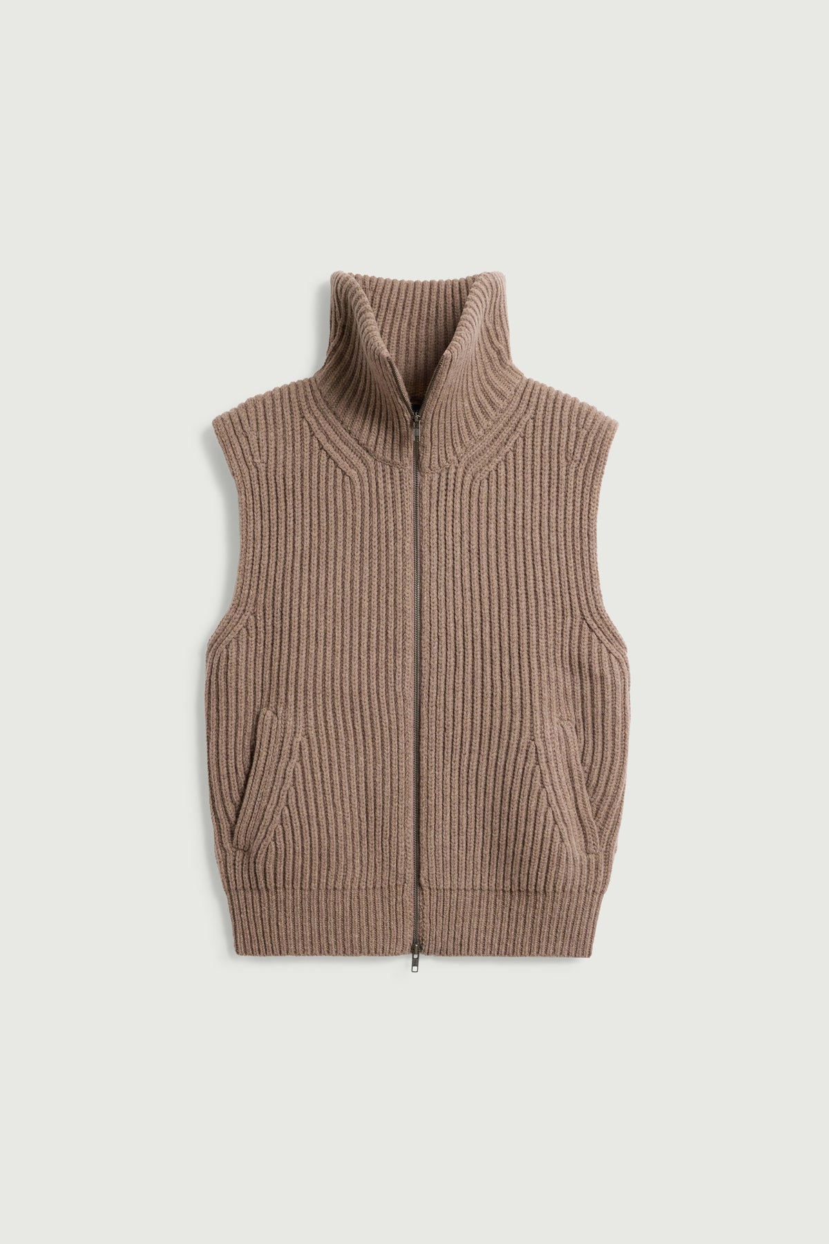 Cardigan oversize sans manches en côtes anglaises