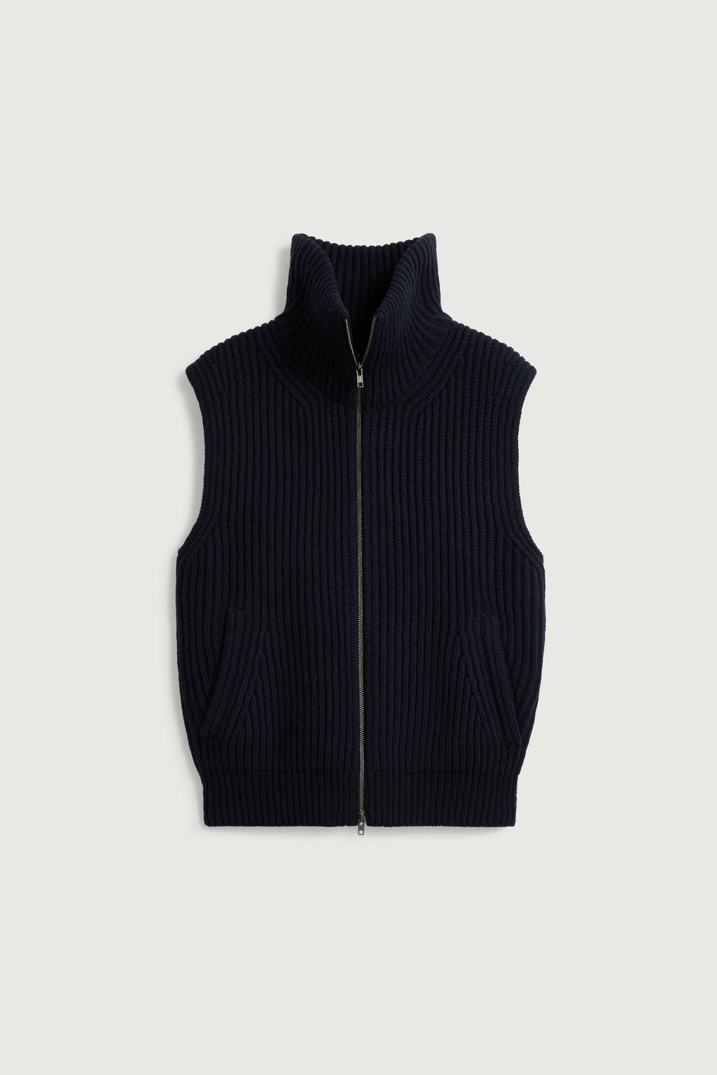 Cardigan oversize sans manches en côtes anglaises