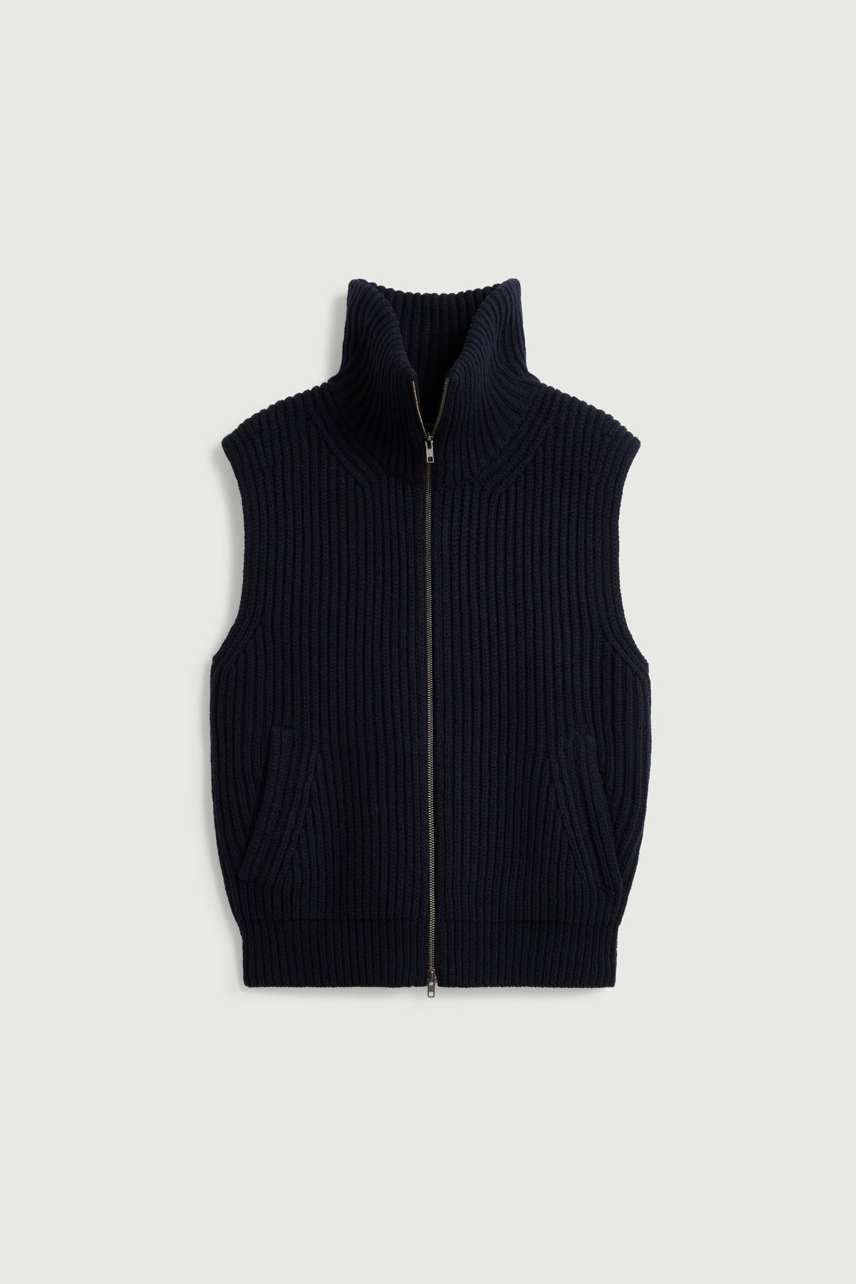 Cardigan oversize sans manches en côtes anglaises