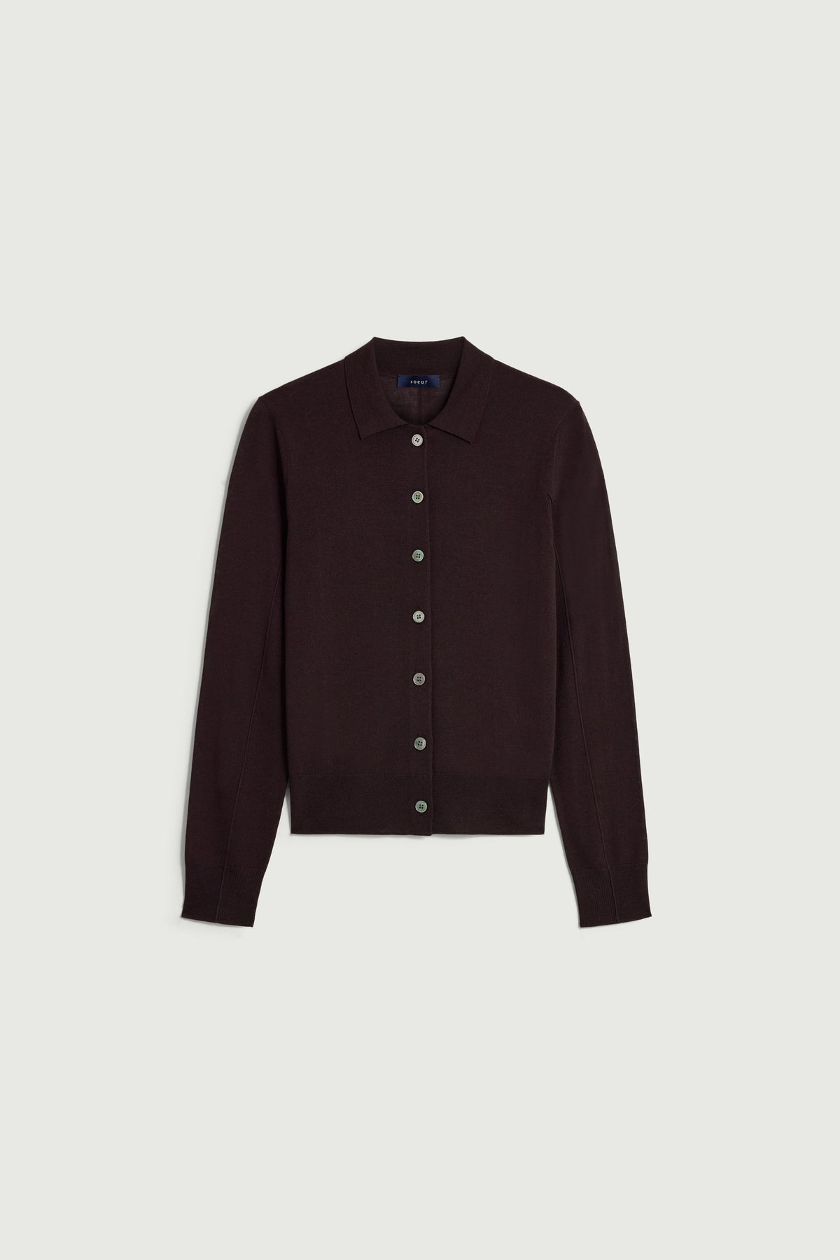 Cardigan polo en laine mérinos