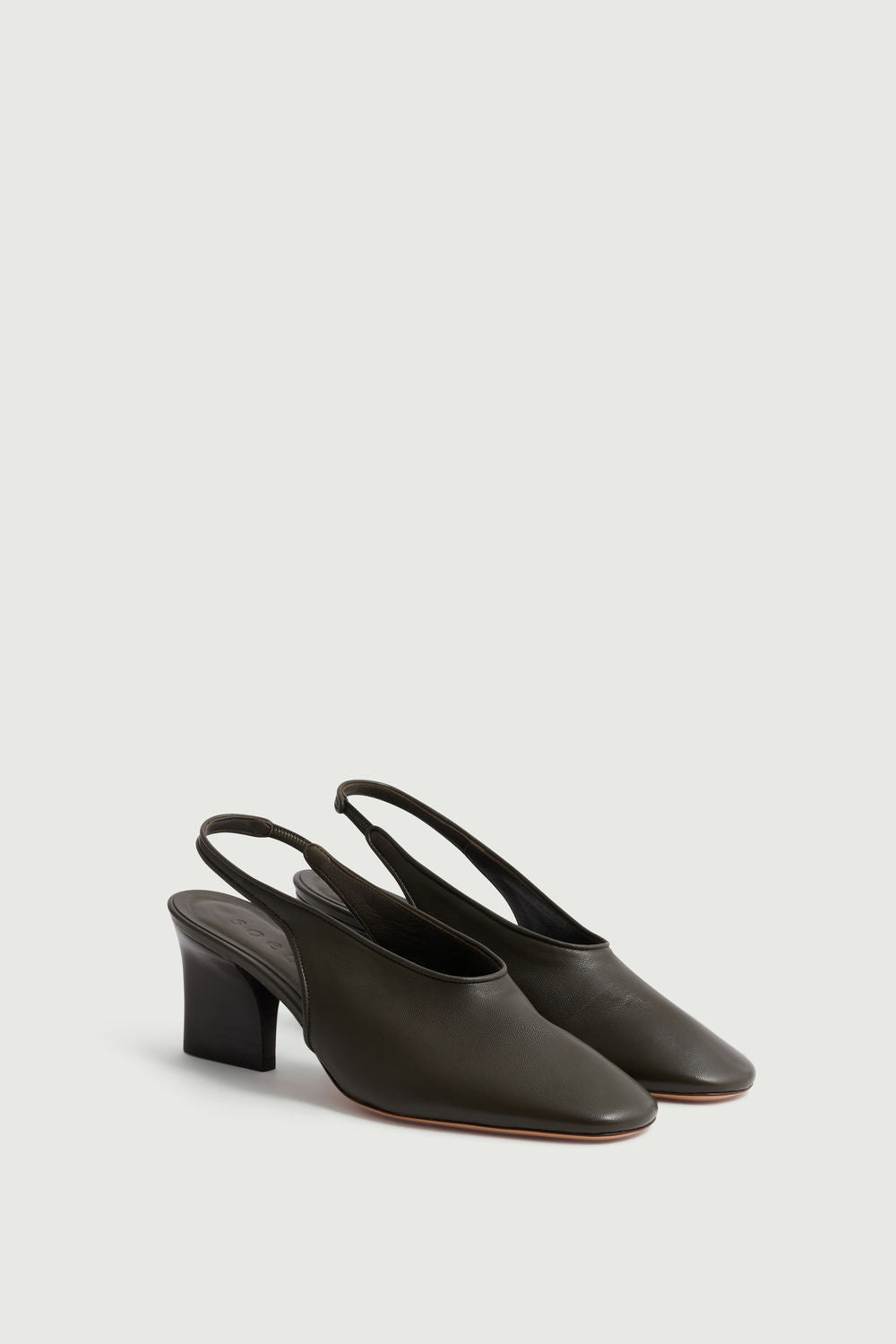 Slingbacks à talon en cuir d'agneau souple