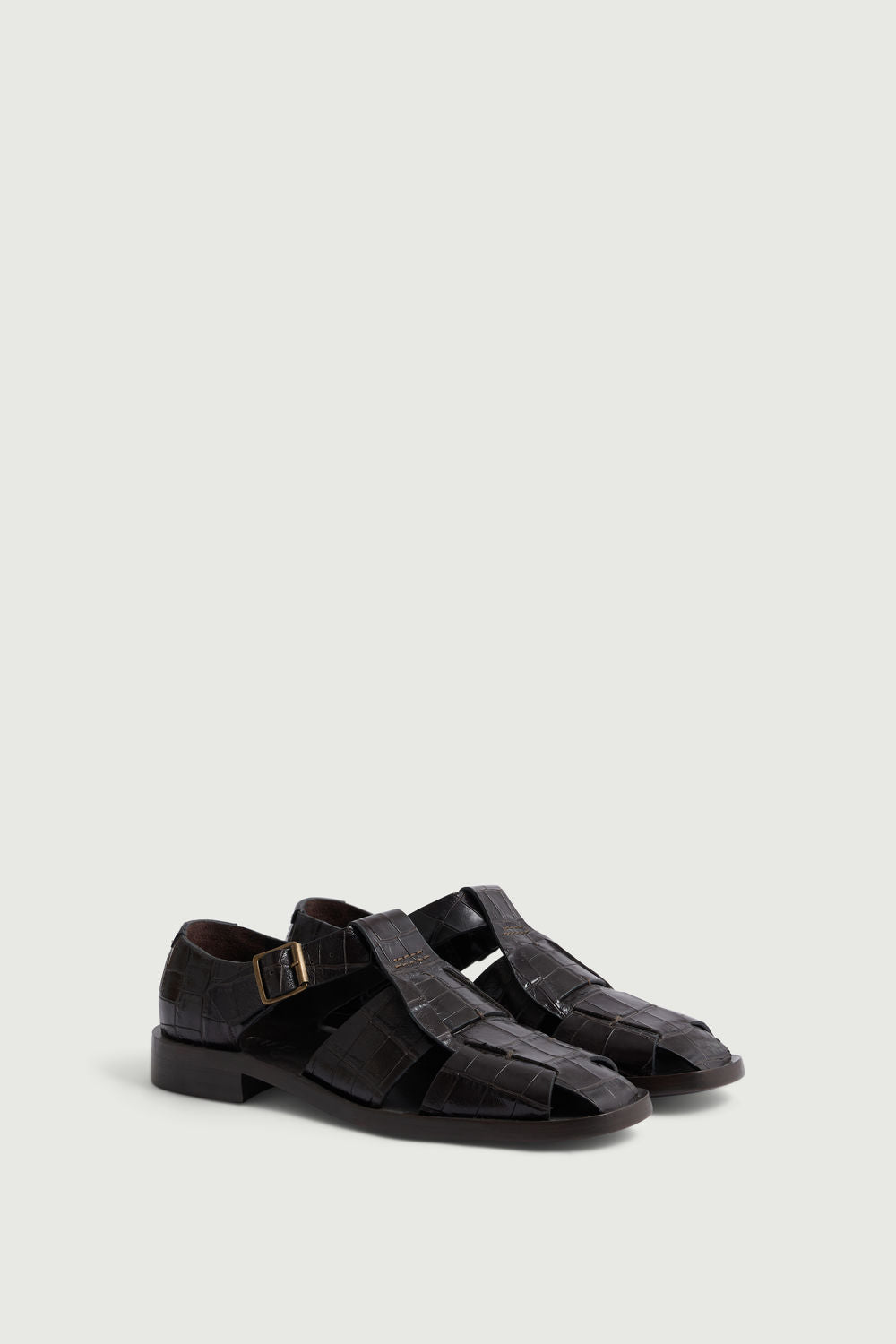 Sandales en cuir effet croco