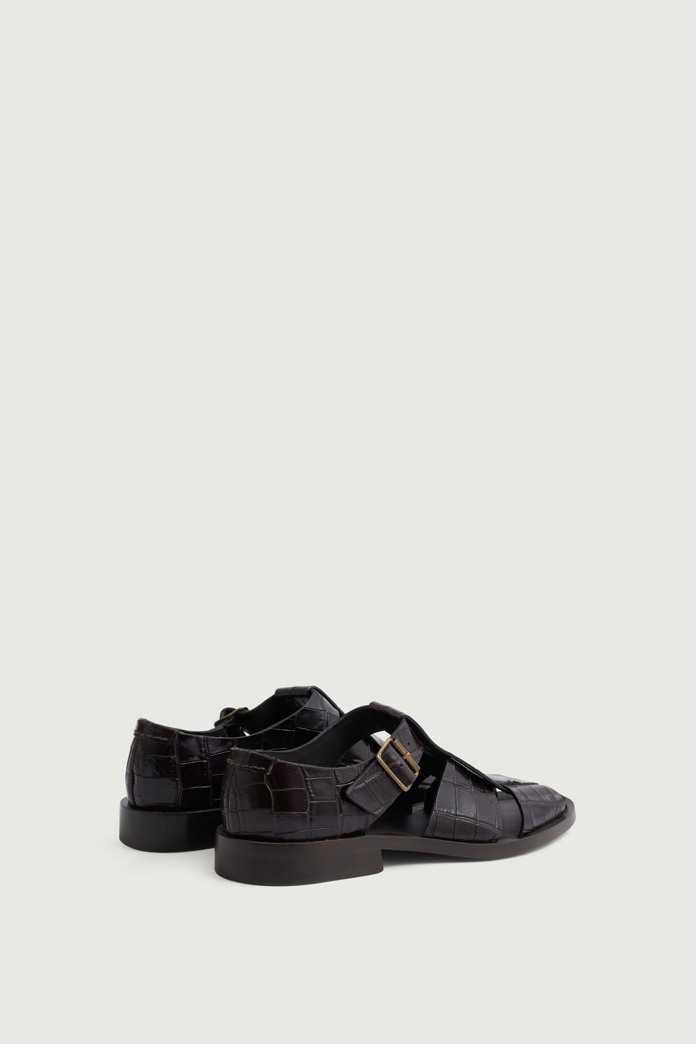 Sandales en cuir effet croco