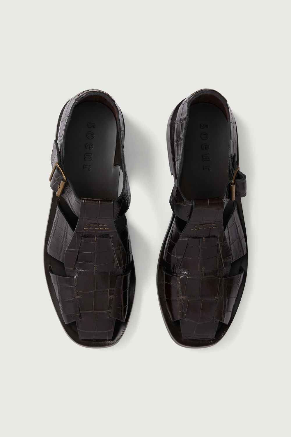 Sandales en cuir effet croco