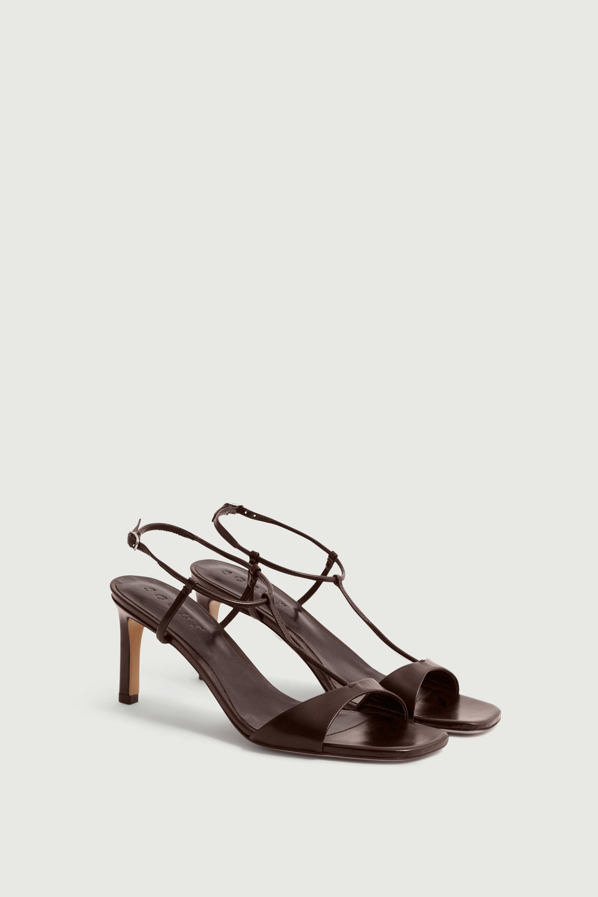 Sandales à talon en cuir lisse