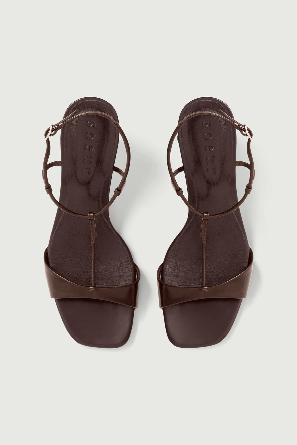Sandales à talon en cuir lisse