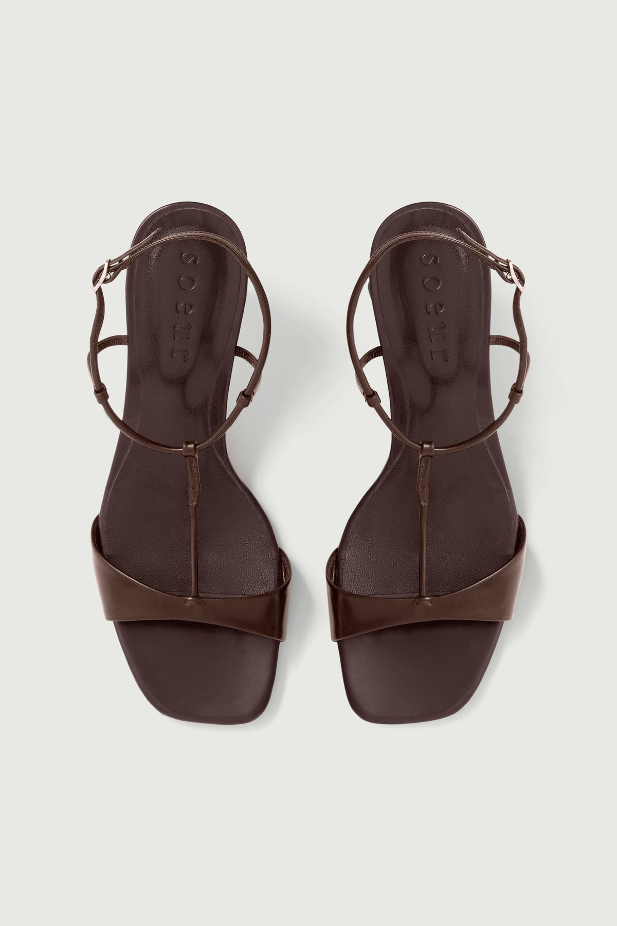 Sandales à talon en cuir lisse