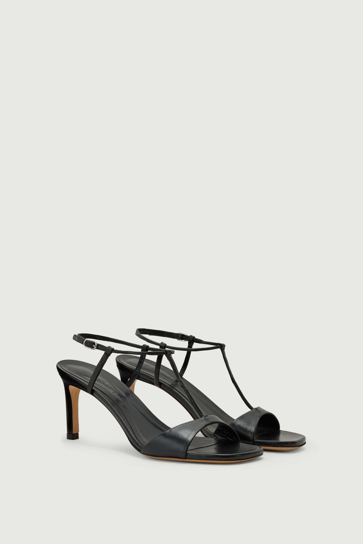 Sandales à talon en cuir lisse