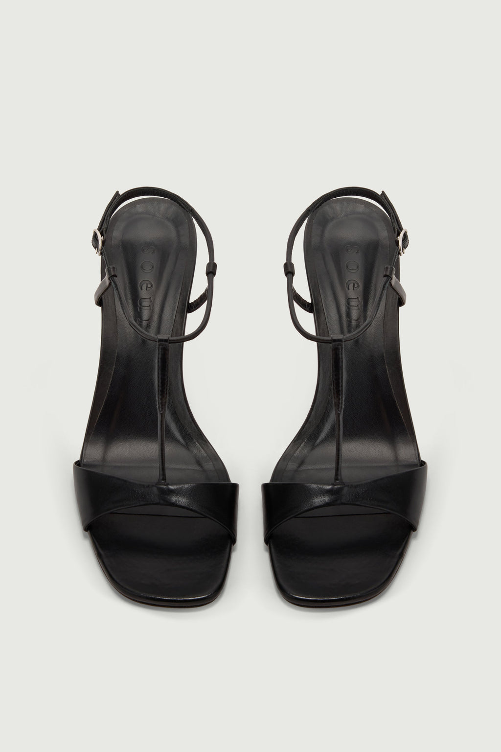 Sandales à talon en cuir lisse