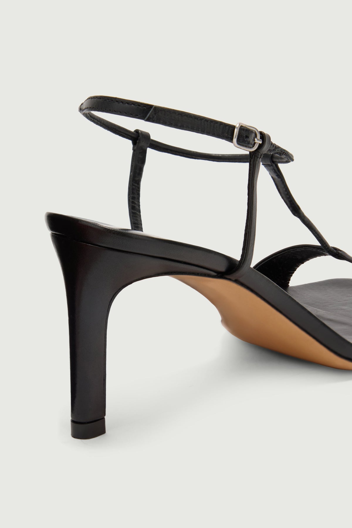 Sandales à talon en cuir lisse