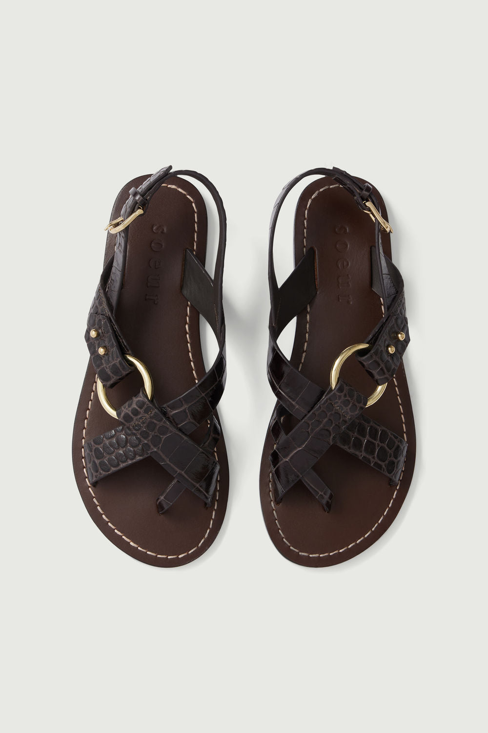 Sandales en cuir effet croco