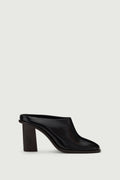 Mules à talons en cuir glacé