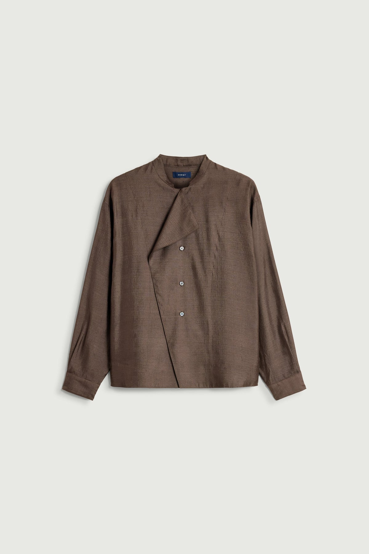 Chemise à double boutonnage en soie texturée