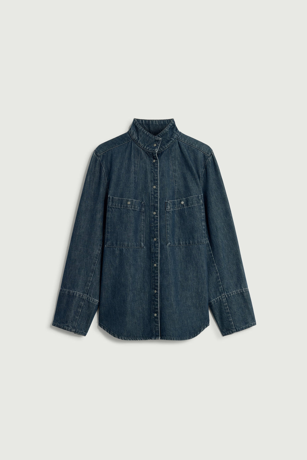 Chemise en denim délavé à boutons-pression