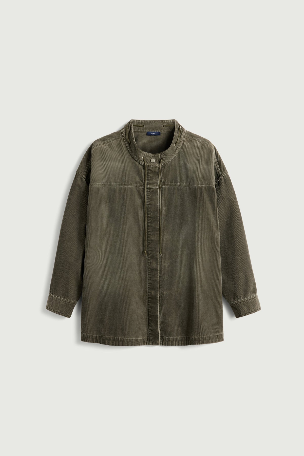 Chemise à liens en velours côtelé
