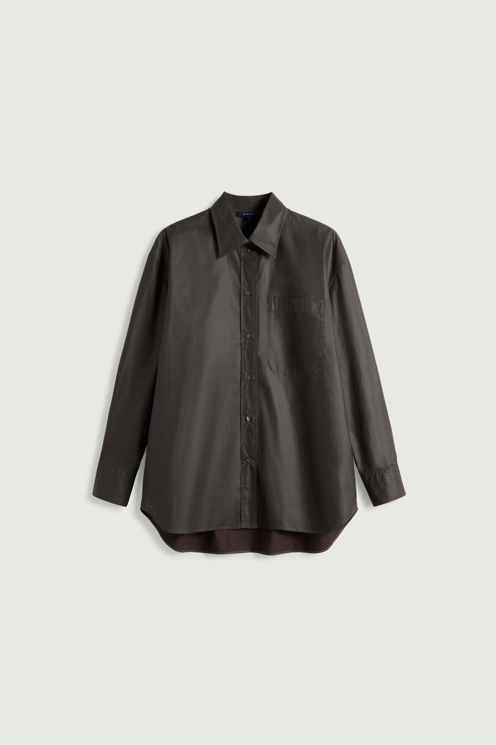 Chemise oversize à poche en coton enduit