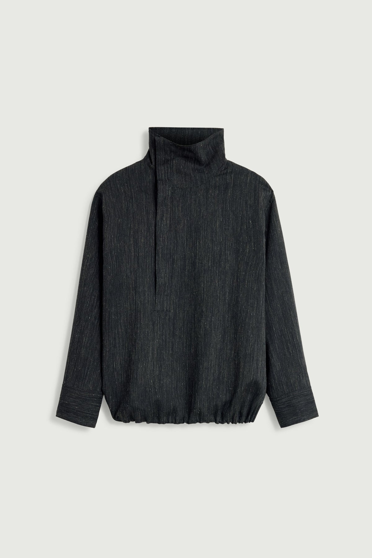 Vareuse asymétrique en toile de laine chinée