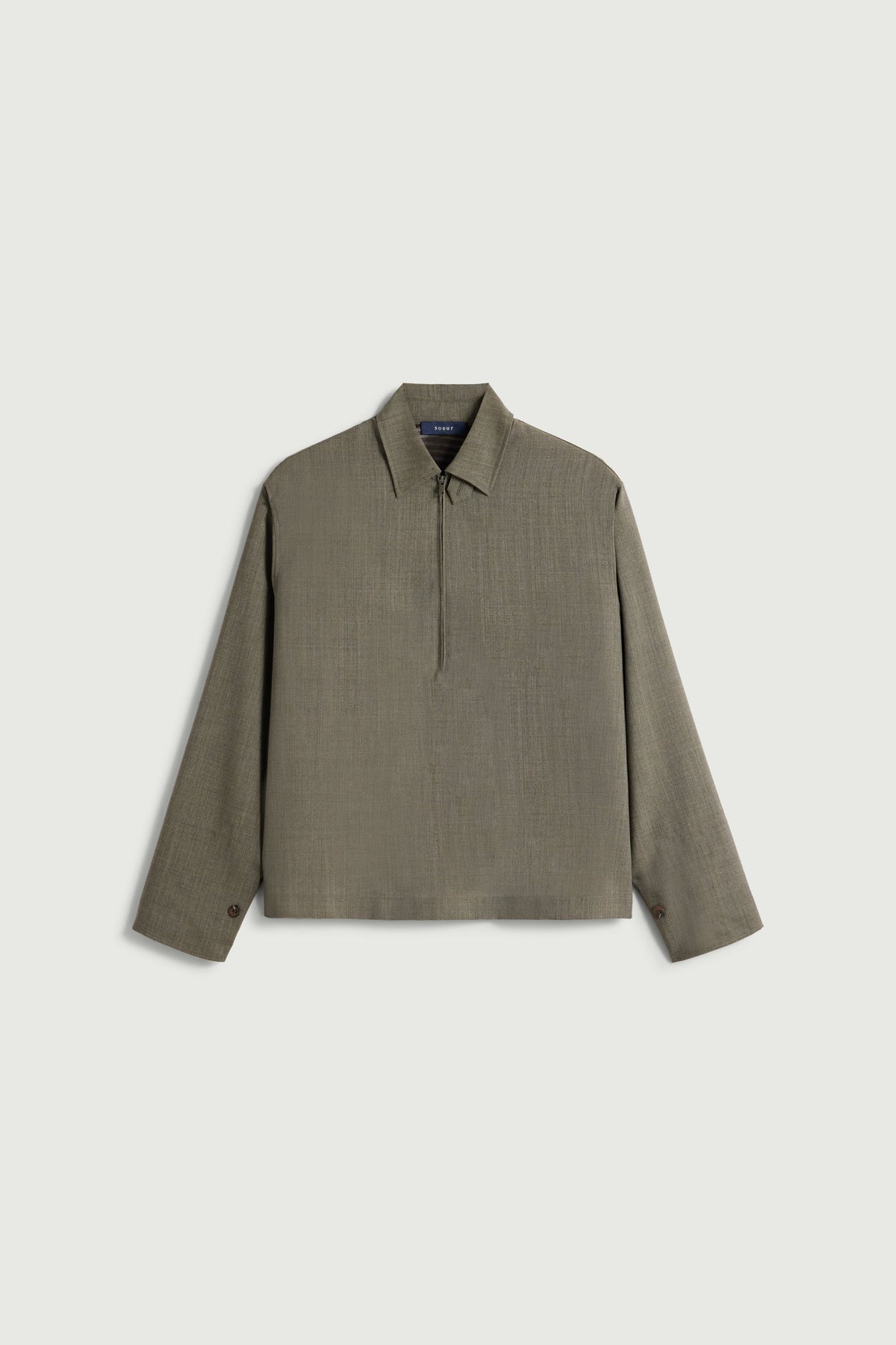 Chemise zippée en toile de laine légère