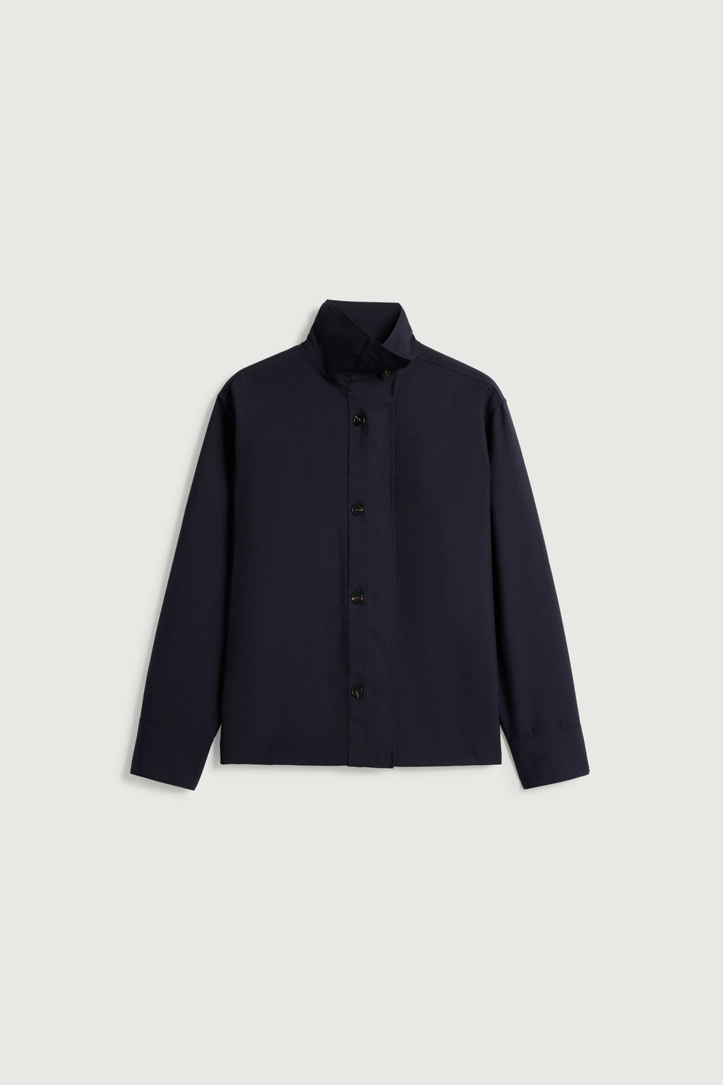 Chemise à col montant en toile de laine