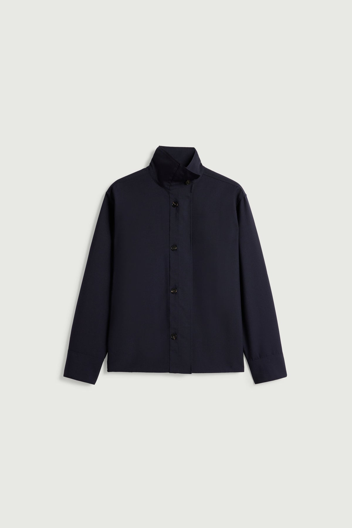 Chemise à col montant en toile de laine