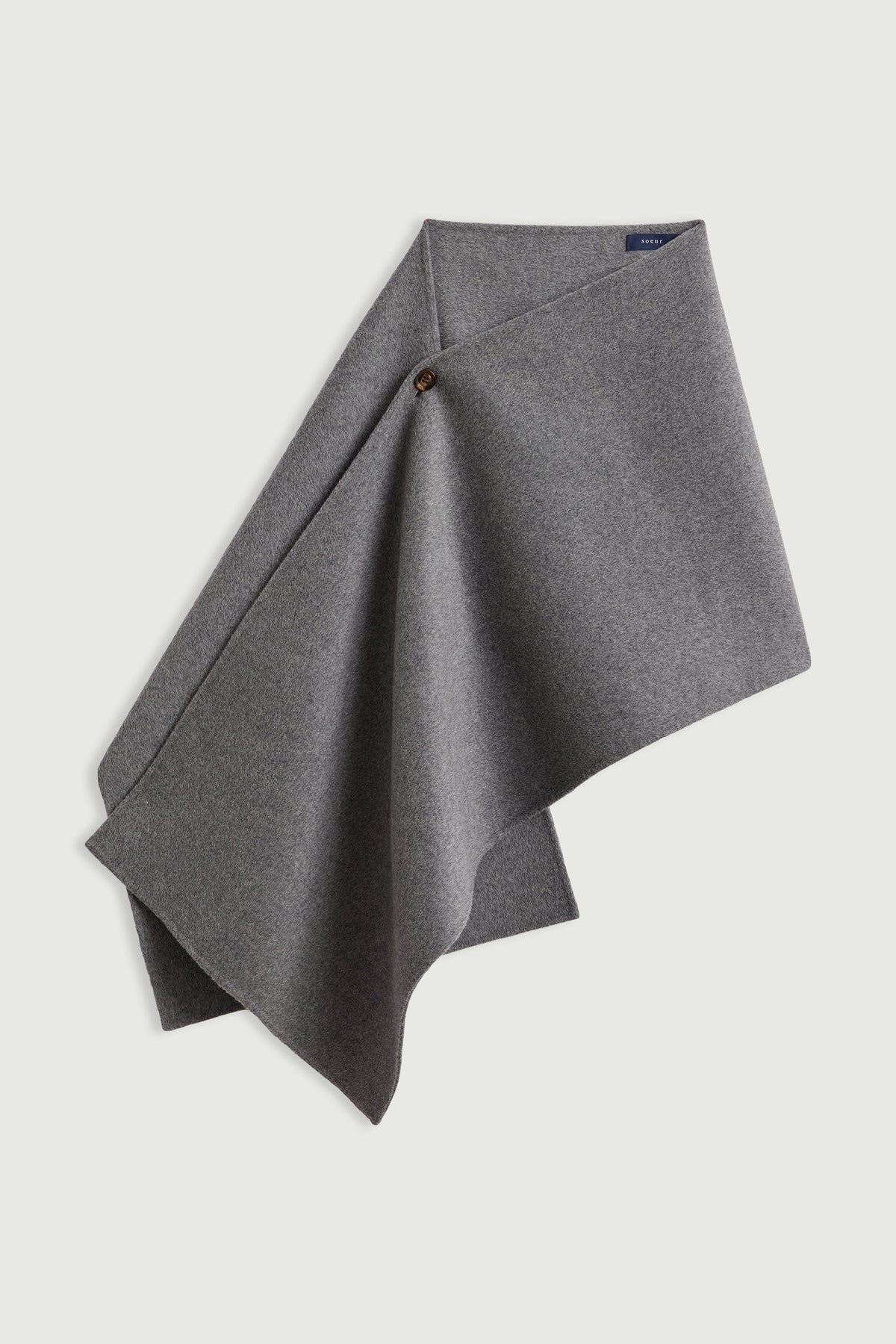 Cape boutonnée en laine double face