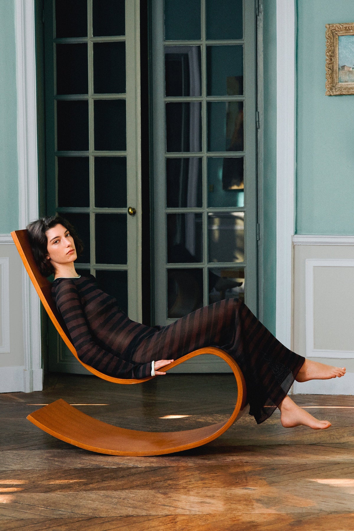 Robe longue à rayures