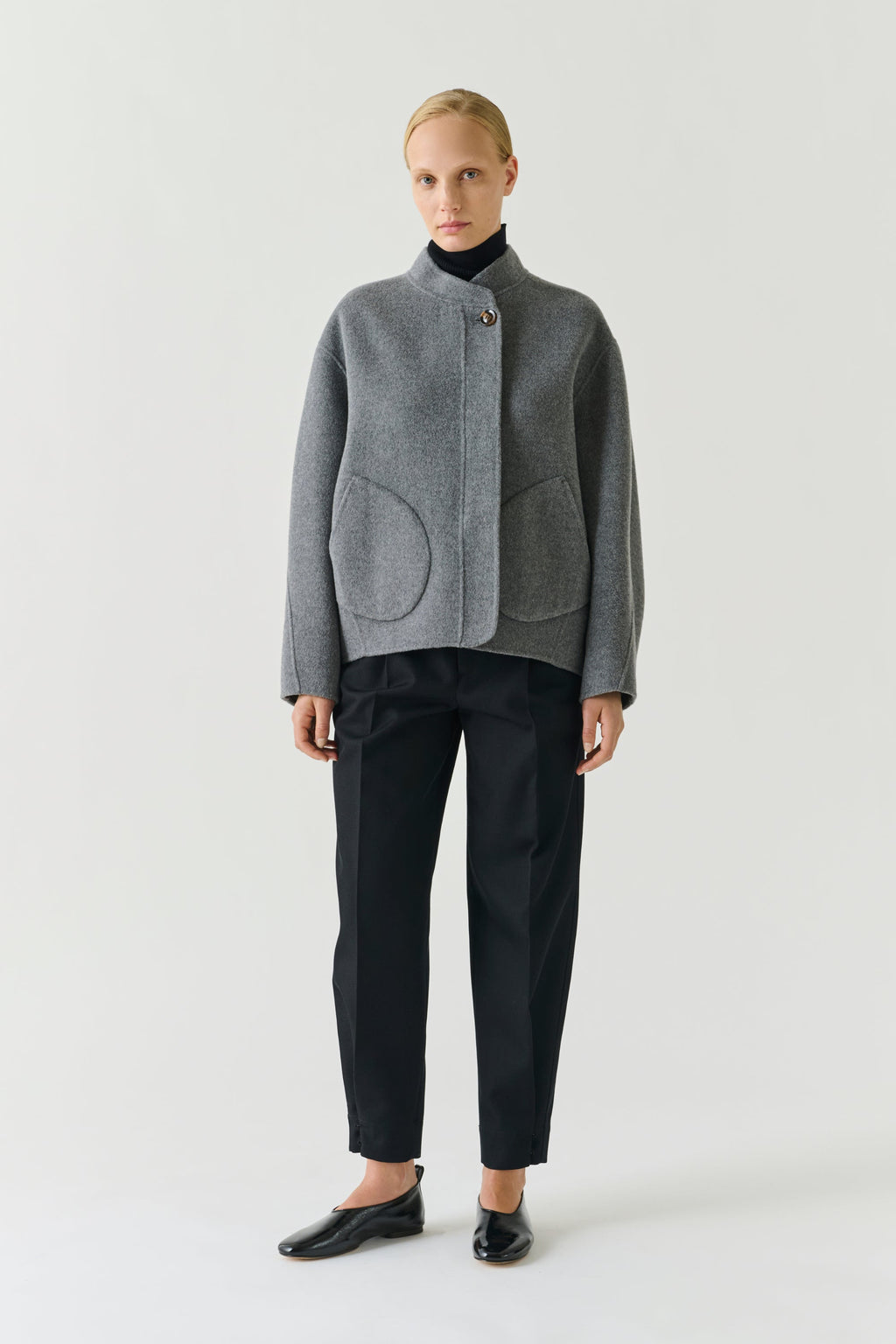 Manteau boxy en laine double face
