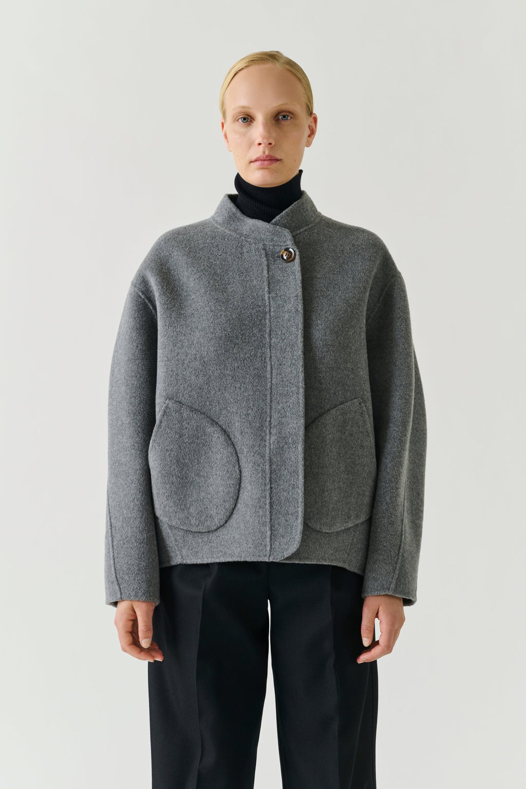 Manteau boxy en laine double face