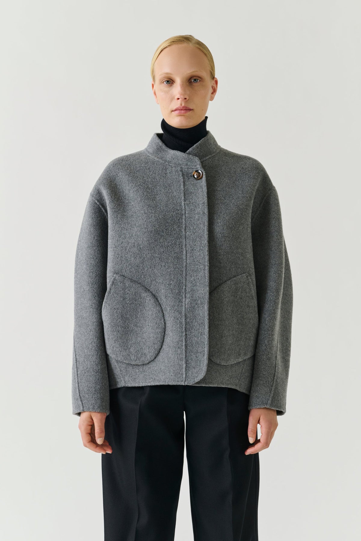 Veste boxy en laine double face