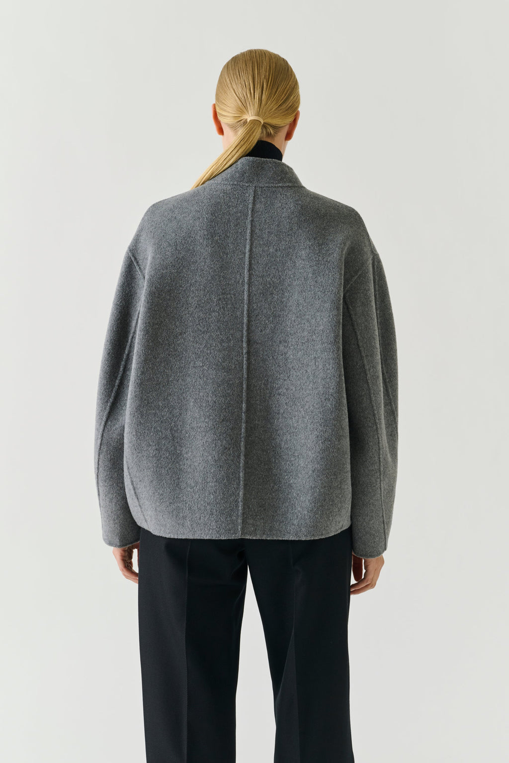 Veste boxy en laine double face
