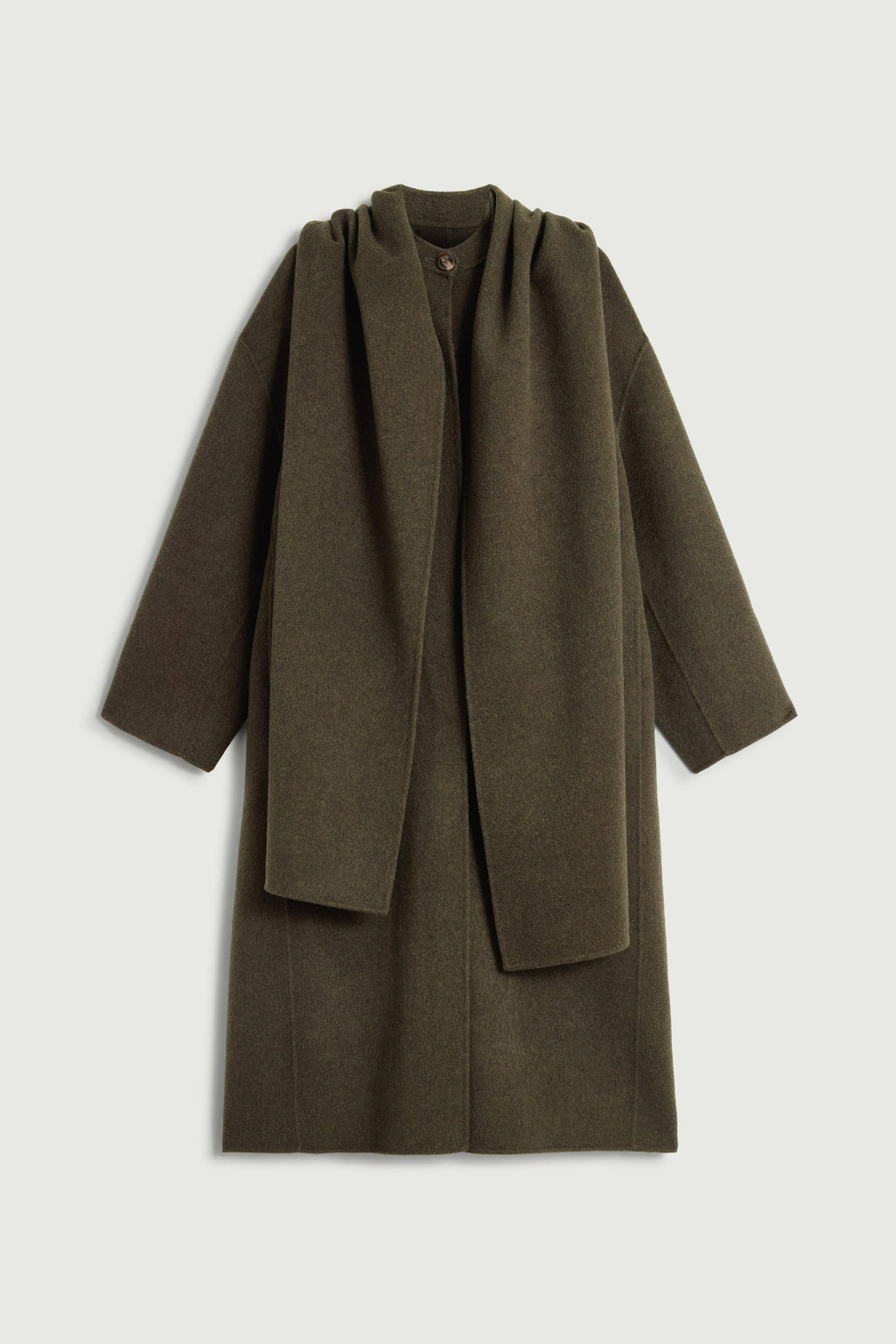 Manteau à écharpe amovible en laine double face