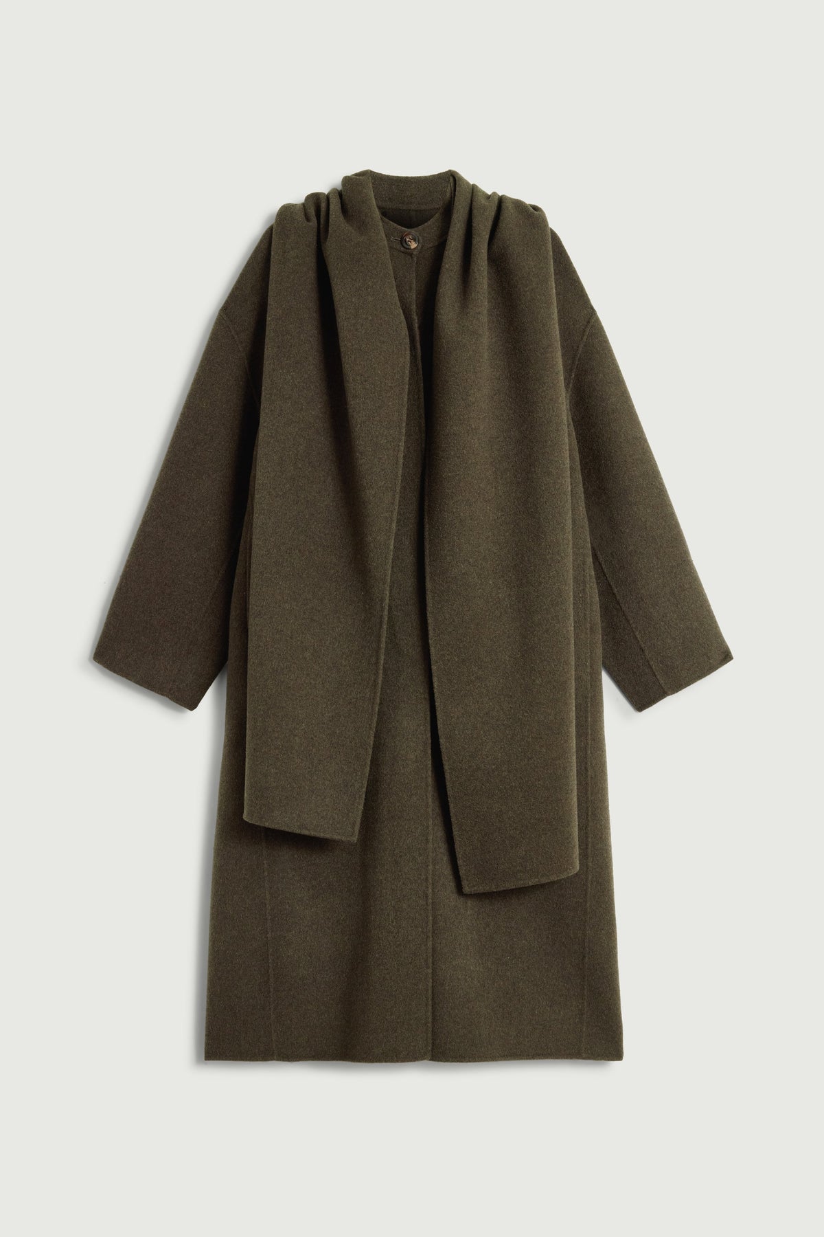 Manteau à écharpe amovible en laine double face