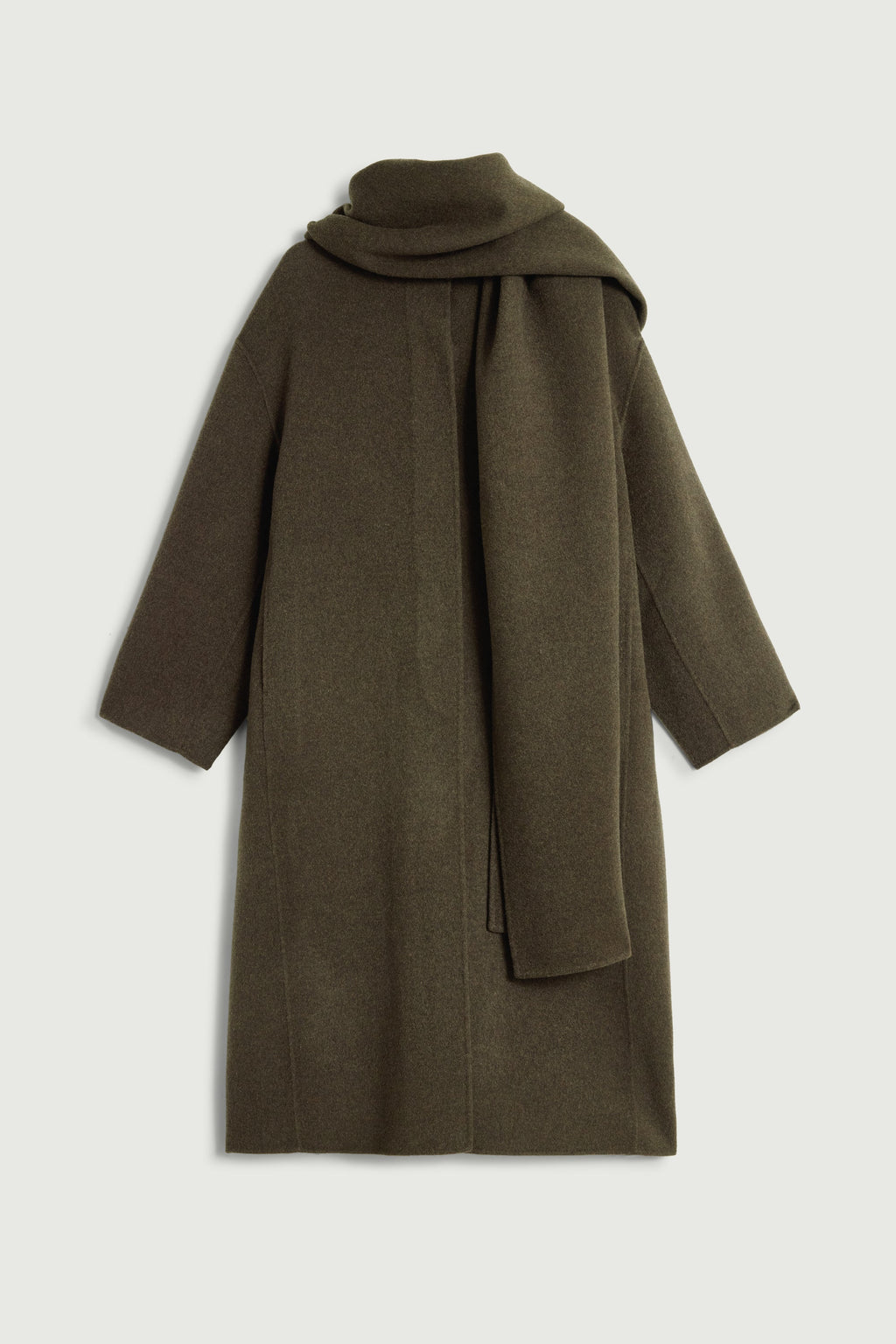 Manteau à écharpe amovible en laine double face
