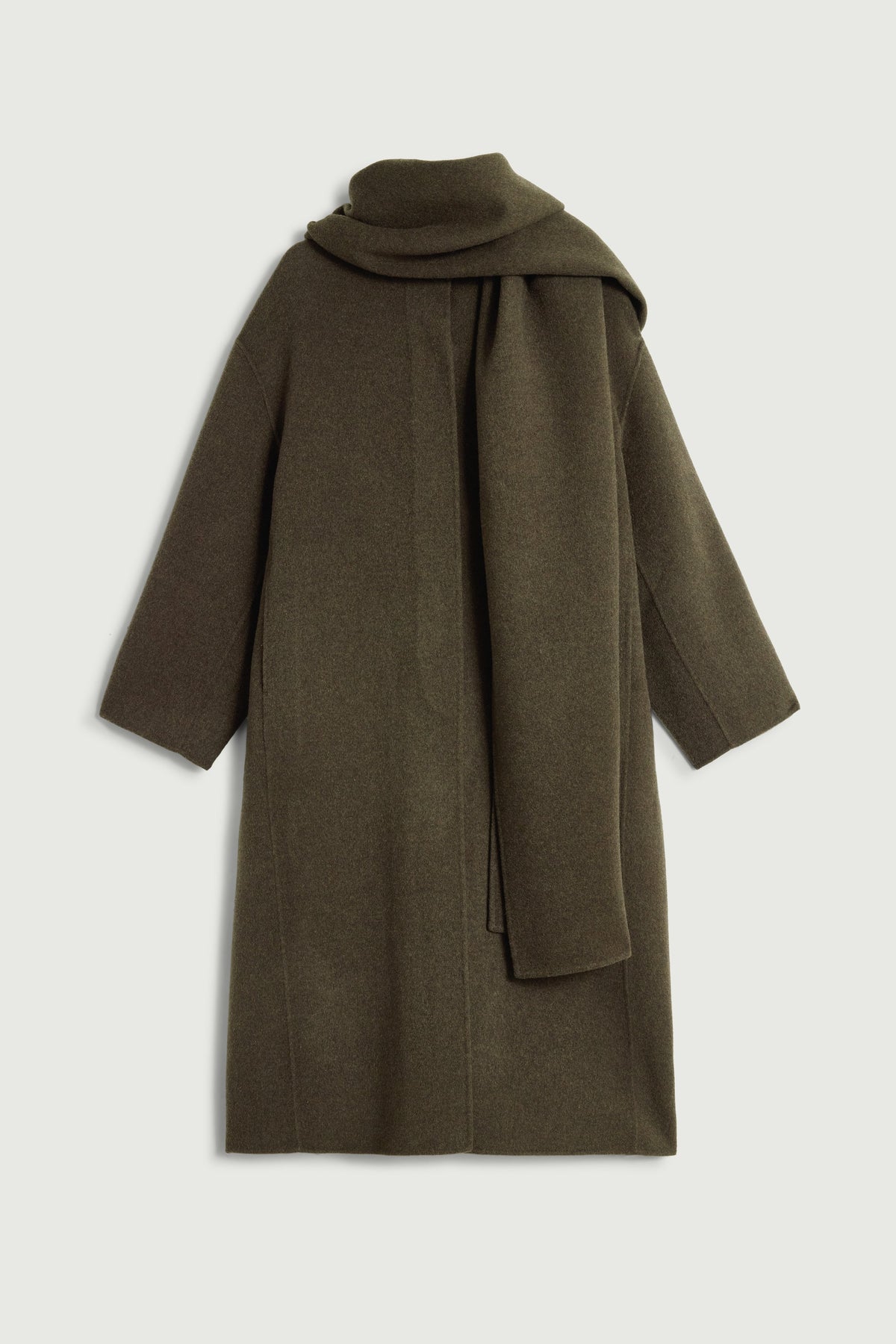 Manteau à écharpe amovible en laine double face