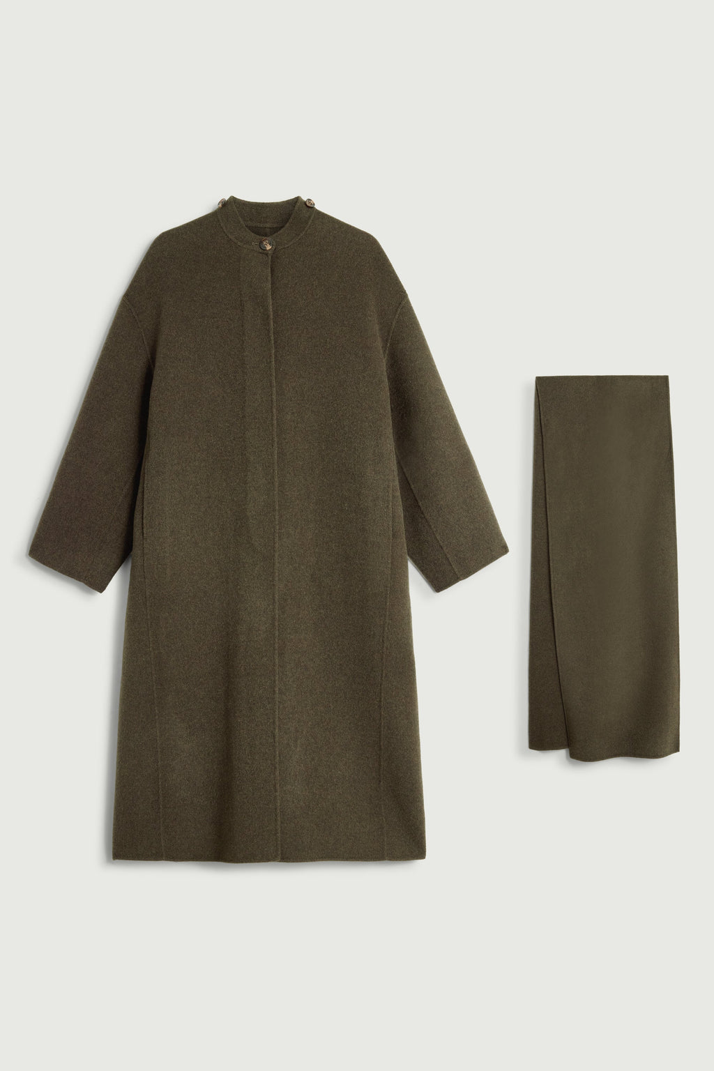 Manteau à écharpe amovible en laine double face