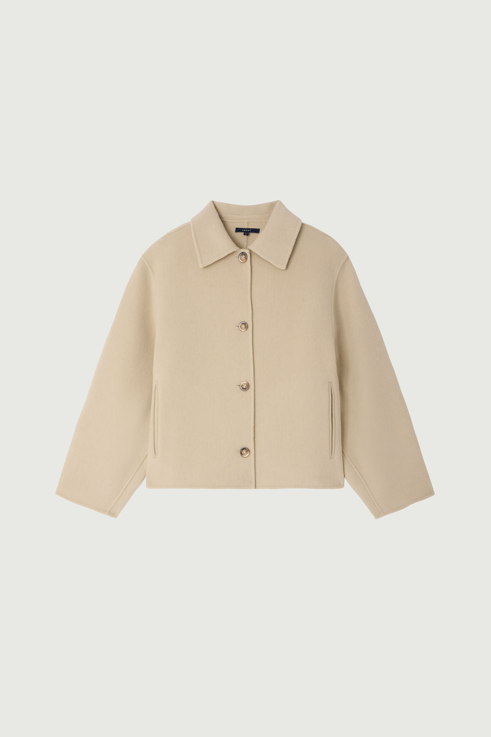 Veste boxy boutonnée en cachemire double face