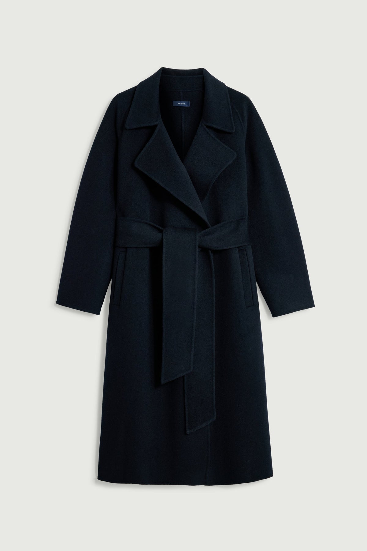 Manteau enveloppant en laine double face