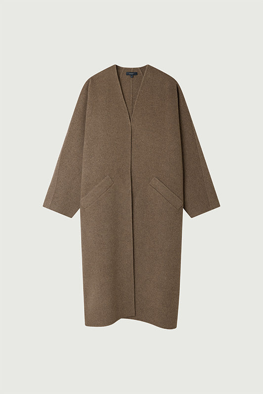 Manteau oversize sans col en laine double face