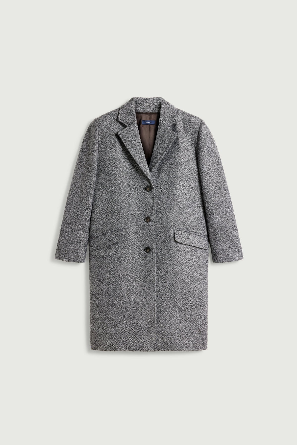 Manteau tailleur en laine mouchetée