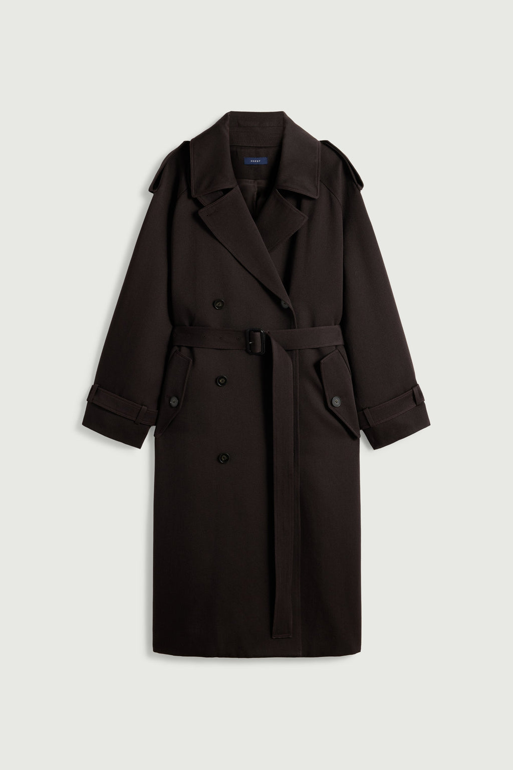 Trench oversize en gabardine de laine